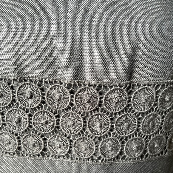 TALBOTS Black  Eyelet Lace Linen and Cotton Blend  Dress Size 8P - Picture 5 of 16